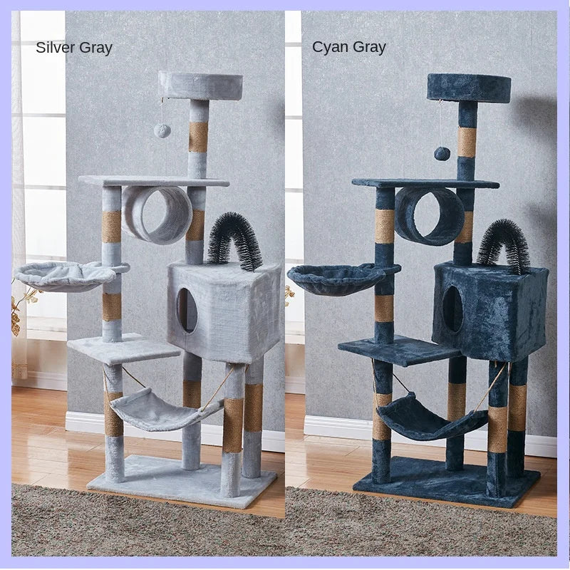 Large Cat Tree Tower with Multiple Hamocks, Scratch Tower, Villa Training Aids, Furniture, Pet Products Supplies