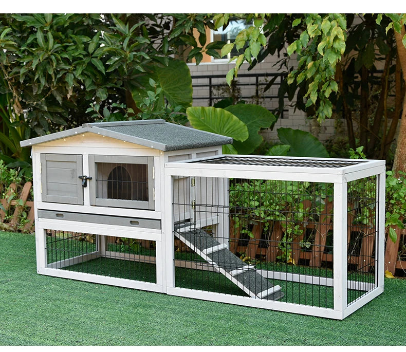 Rabbit Cage Large Size Rabbit Hutch House Breeding Cage Home Tent Villa Rainproof Antiseptic Yard Balcony Double Garden