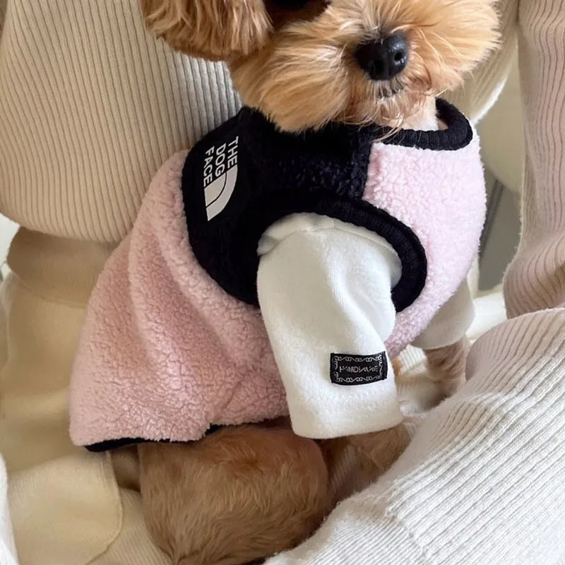 Letter Fleece Dog Clothes Winter Warm Vest  Sleeveless Button Clothe Teddy Chihuahua Embroider Fleece Suit Dog Parts Pet Product