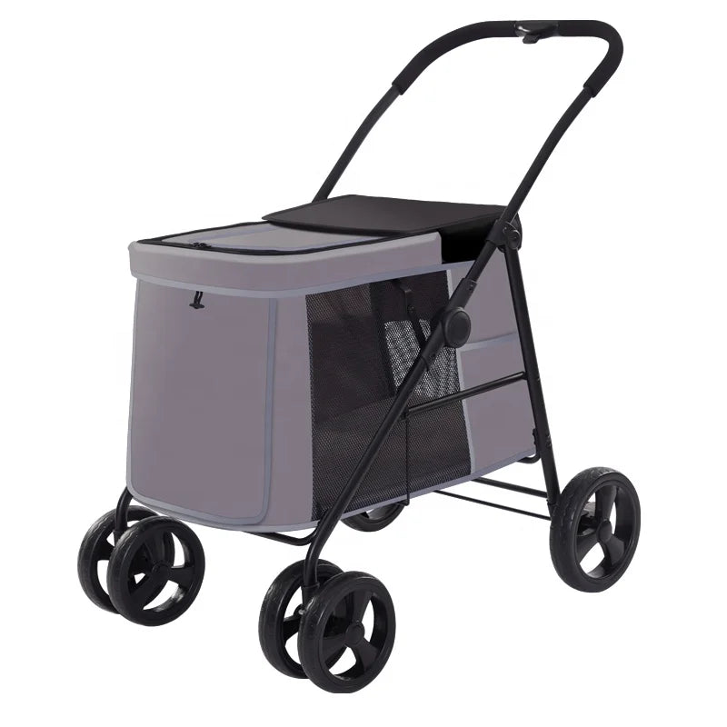 Big Dog Stroller Luxury 4 Wheels Pet Trolleys Travel Bag Cat Cart Carrier Pet Stroller For Outdoor Travelling