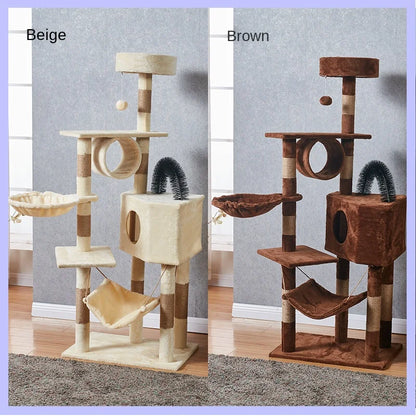 Large Cat Tree Tower with Multiple Hamocks, Scratch Tower, Villa Training Aids, Furniture, Pet Products Supplies