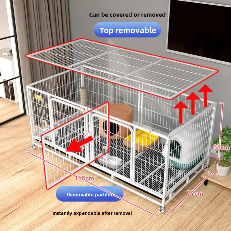 Indoor Large Medium Dog Cage with Toilet Pet Dog House Fence for Samoyed Labr Dog Cages Kennels And Run Outdoor Supplies