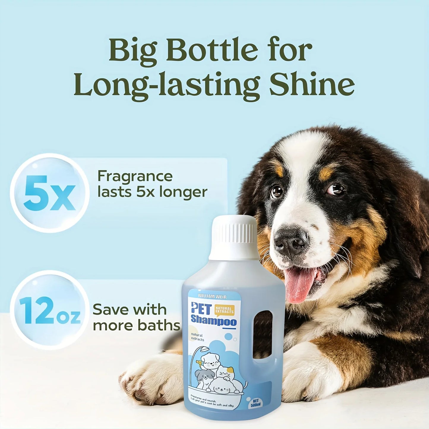 Pet Bath Gel,Pet Shampoo,Cat and Dog Bath Gel,Gentle Soothing Formula,Suitable for Cats and Dogs,Cares for Pet Hair Health,500ml