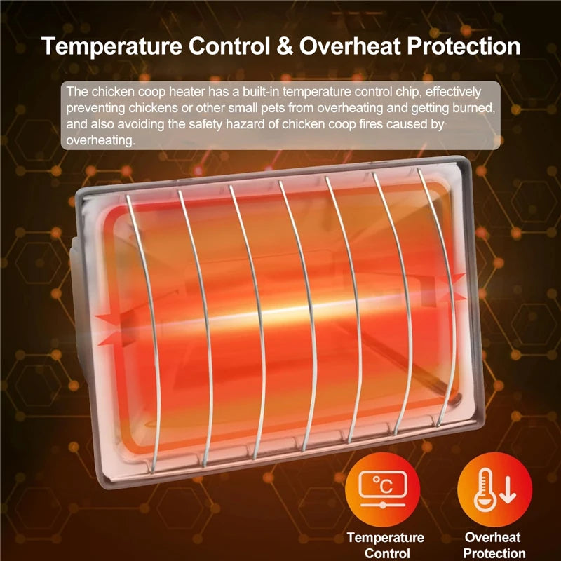 Poultry Heating Lamp 250W Constant Temperature Reptiles Animals Chicken Coop Heater Lamps Pet Heating Breeding Equipment