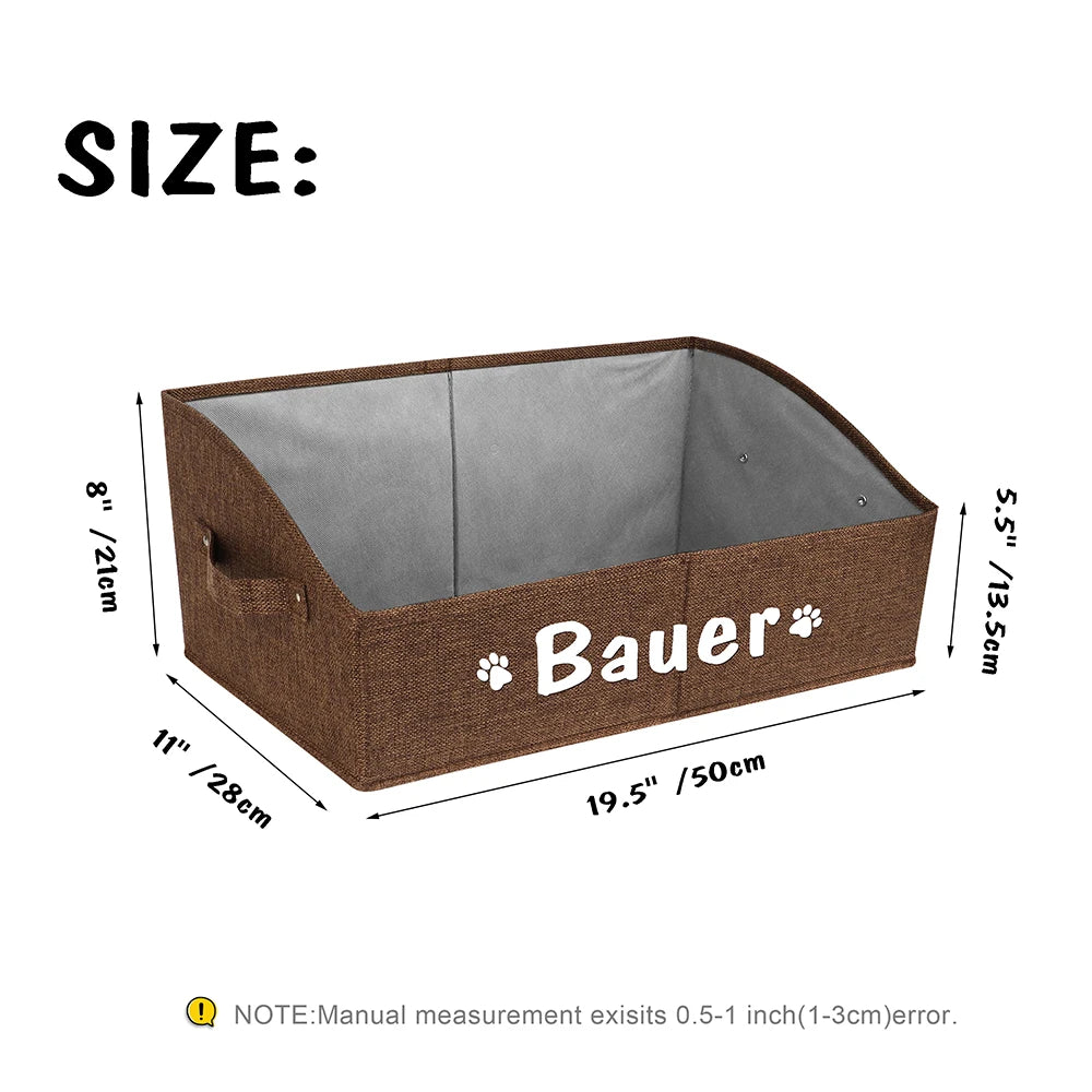 Custom Dog Toy Storage Box Foldable Cat Dogs Storage Basket Free Print Name Paw Pet Organizer Baskets For Dogs Cats Pet Supplies