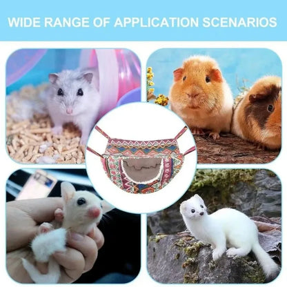 2025 Hanging Ferret Hammock Cage Printed with Hooks Hamster Hammock Ferret Warm Bed For Guinea Pig Hideout Mouse