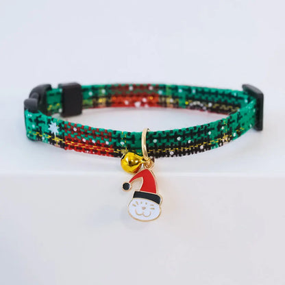 Christmas Cat Collar with Bell Christmas Tree Santa Claus Plaid Safety Breakaway Christmas Collars for Puppy Cat Kitten Accessor