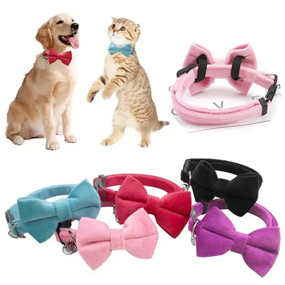 Pet Collars New Pet Bow Bell Collars Cute Cat Collars Pet Supplies Multicolor Adjustable Pets Dressing Tool Pets Accessories