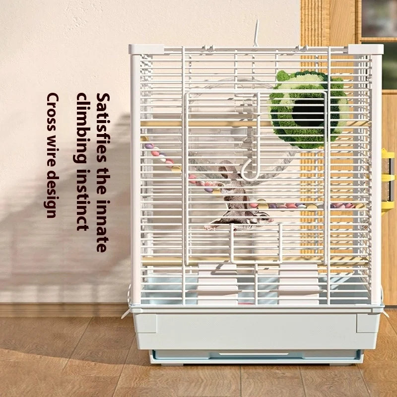 Small Pet Cage Insulated Habitat for Sugar Glider Degu Mouse Rat Chinchilla Ferret with Dense Metal Wire