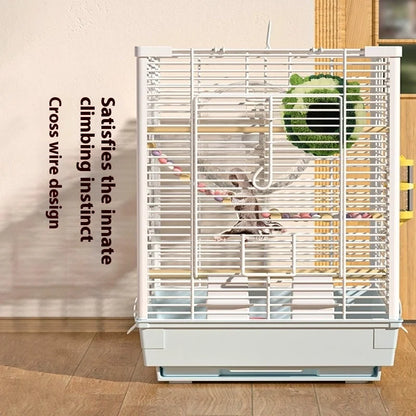 Small Pet Cage Insulated Habitat for Sugar Glider Degu Mouse Rat Chinchilla Ferret with Dense Metal Wire