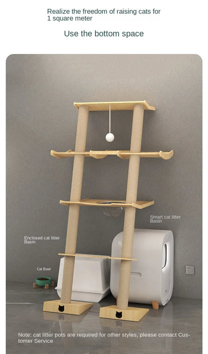 Luxury Large Cat Trees & Towers Wood Scratching Post for Cat Toys Gym Hiding House Sleeping Pad Cooling Pad Pets Stuff Products