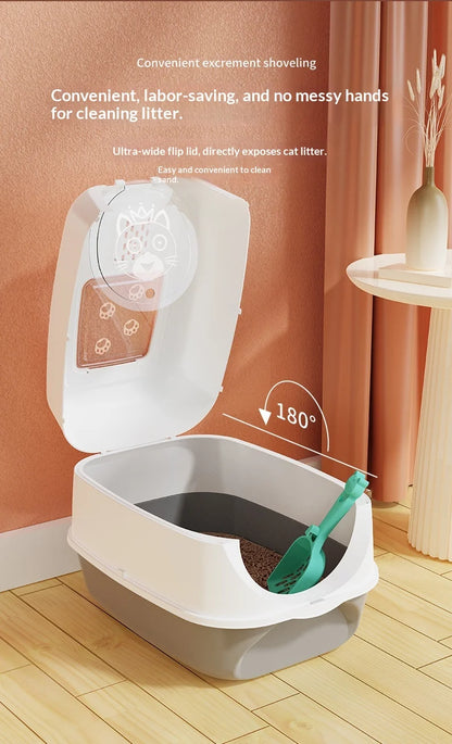 Automatic Self Cleaning Cat Litter Box Covered Closed Large XXL Anti Splash Odor Control Dust Free Easy Clean Privacy Hood Mat