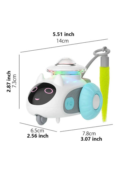 Cat Toys Car for Indoor Remote Control Smart Automatic Car with Tail Rechargeable LED Auto Moving Exercise Interactive Cat Toys