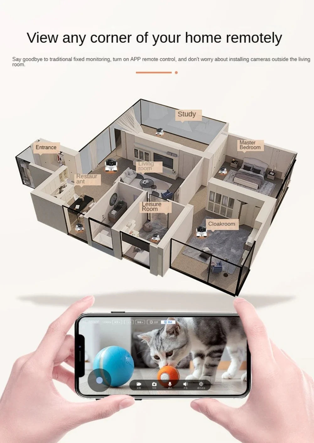 Pet Camera Dual Lens Wifi Camera Robot Pet Tracking Color Night Vision Laser Indication Teasing Remote Monitor Home Camera