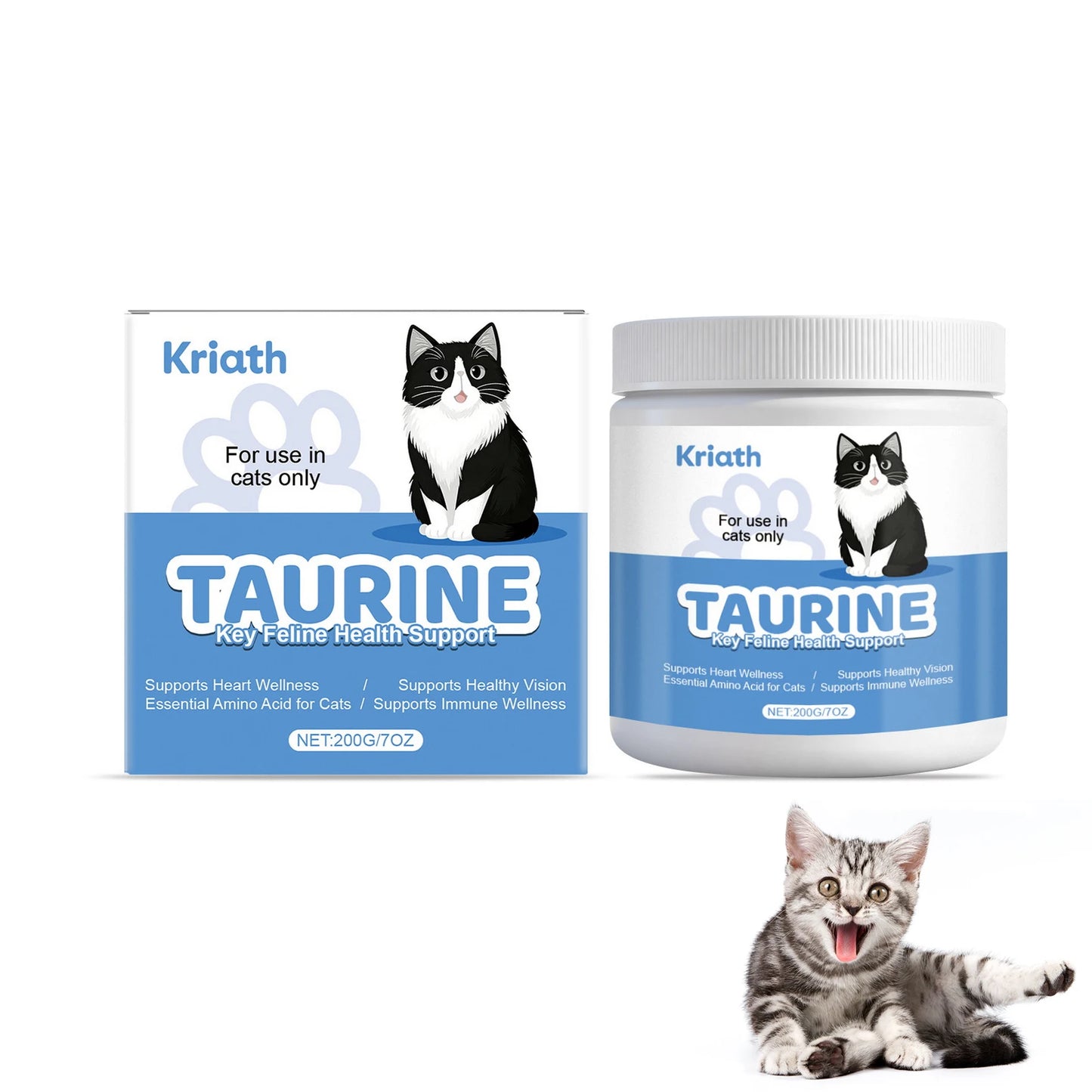 Taurine Powder for Cats Gentle Formula Supports Heart, Vision Overall Health Daily Care Supplement for Comfort and Well-Being