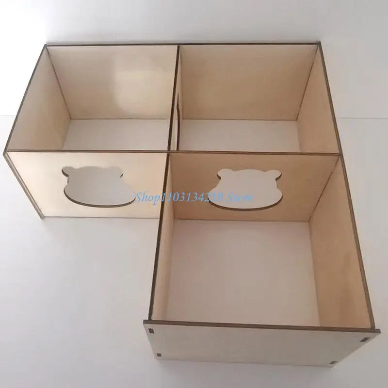N5KC Hamster Wooden House Multi Chambers Detachable Roof Small Pet Hideout for Dwarf Hamsters Easy to Clean Habitat Decor