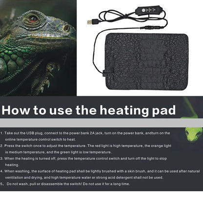 Pet Heating Pad Reptile Pet Warm Heater USB Electric Blanket Warm Adjustable Temperature Controller Incubator Mat Heated Pad