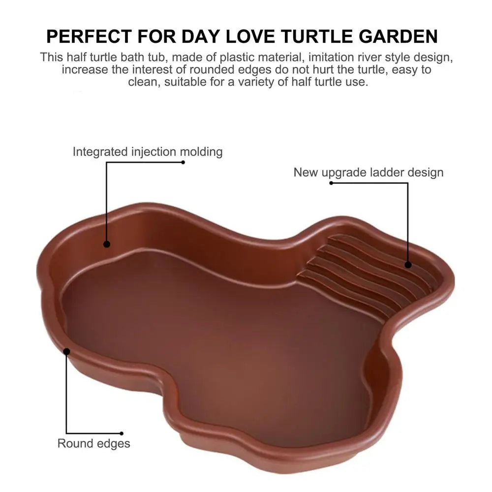 Turtle Feeding Dish Reptile Bathing Pool With Ramp And Basking terrace Aquarium Ornament For Turtle, Bearded Dragon ﻿