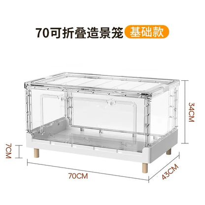 ‌Hamster Cage - Extra Large Acrylic Habitat for Syrian Hamsters, Foldable Transparent Cage with 3 Levels, Spacious Pet Home