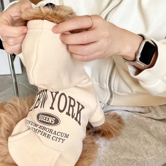 Autumn Warm Dog Hoodies Soft Plush Dog Clothes Letter Print Puppy Sweatshirts Fashion Cat Pullovers Pet Hoodies Poodle Outfits