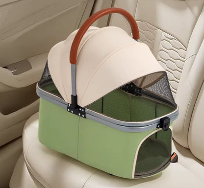 360° High Wheels Transport Foldable Cat Pet Stroller Foldable Cat Stroller Detachble Pet Stroller Portable Pet Storage Bag