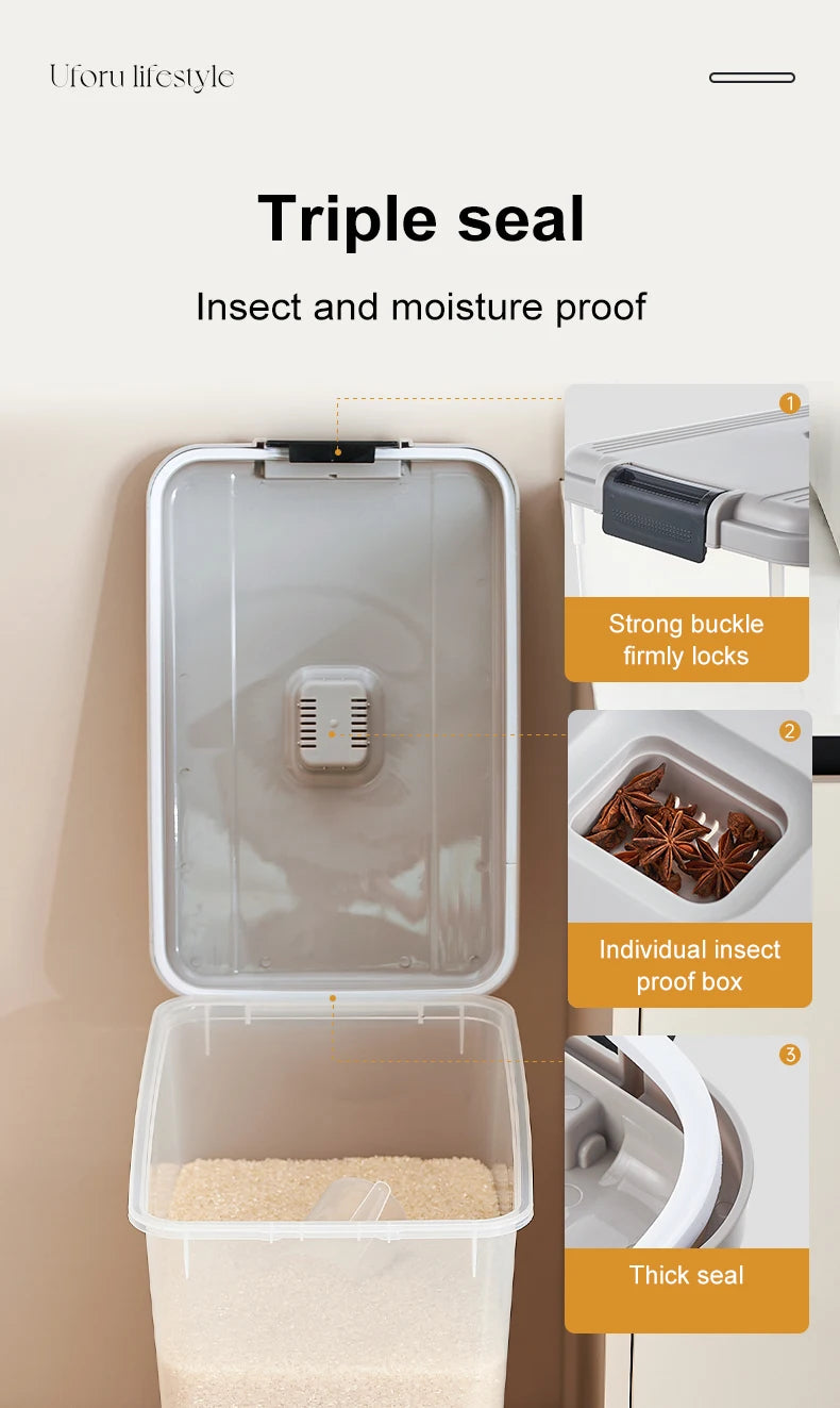 Rice bucket Household flour storage tank sealed against insects and moisture food-grade rice storage box Rice box