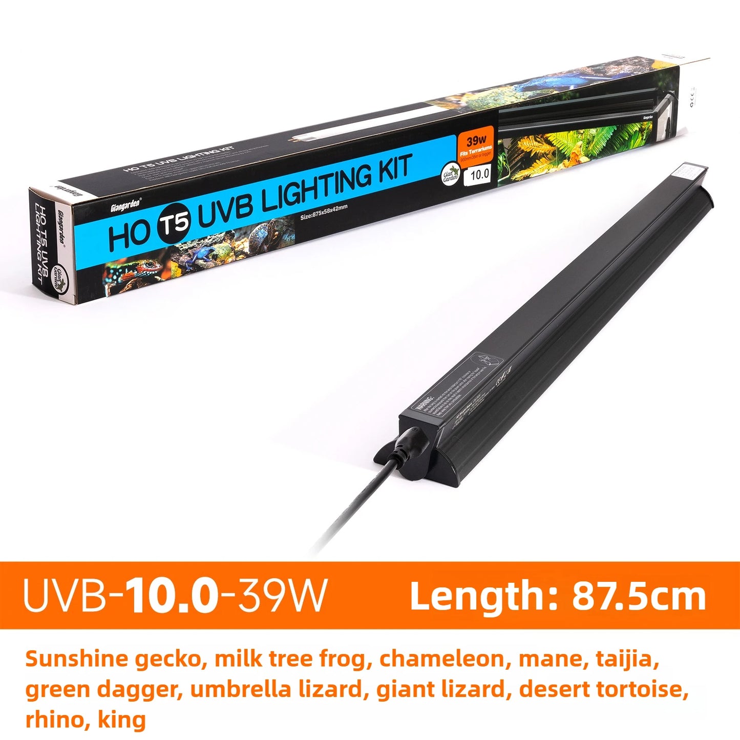 T5 Reptile Light Fixture 8W Reptile Terrarium Hood 5.0/10.0 UVB Light Bulb Fluorescent Tube for Bearded Dragon Lizards Tortoises