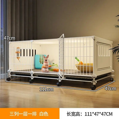 JC Rabbit Cage Household Extra Large Double Layer Indoor Automatic Manure Cleaning Dutch Pig Cage Two-Story Platform Villa