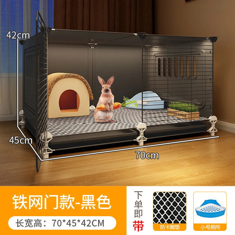 ZQ Rabbit cage Rabbit cage with toilet Rabbit  Household large guinea pig guinea pig Ornamental villa plastic