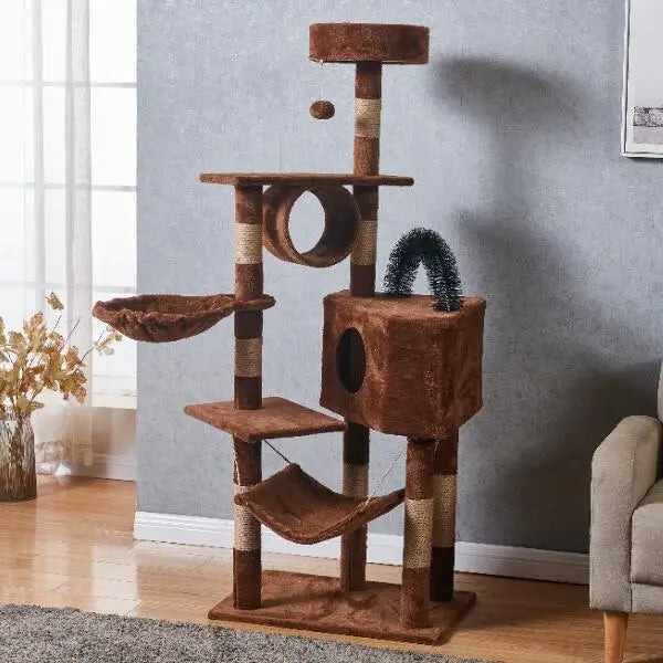 Large Cat Tree Tower with Multiple Hamocks, Scratch Tower, Villa Training Aids, Furniture, Pet Products Supplies