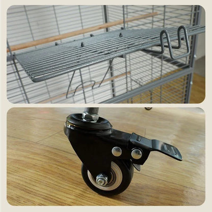 Metal Big Size Large Bird Cages Pet Parrot House Pet Cages Carriers Bird Breeding Foldable Quadrate Bird Cage 80*60*168cm