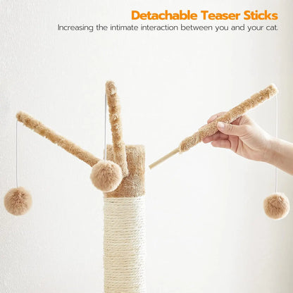 Cat Tree Tower with Box Enclosure Wooden Cat Condo with Scratching Posts Wooden Cat Box