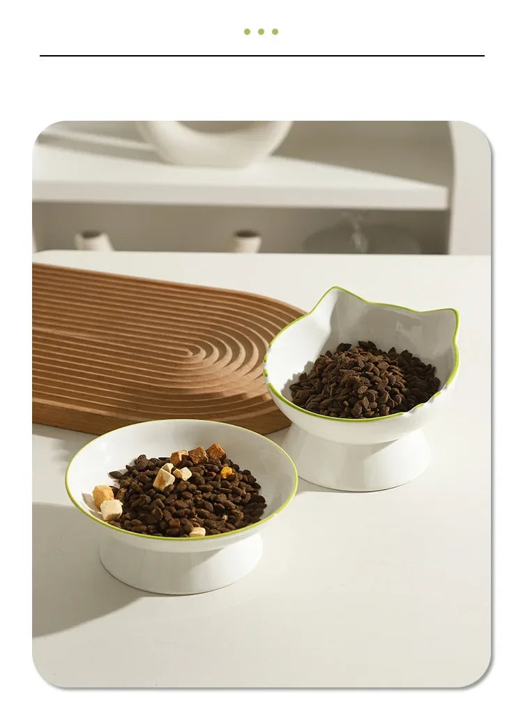 Cat Bowl Ceramic Cat Food Bowl Dog Bowl Food Bowl Rice Bowl Large-diameter Water Bowl Slanted Mouth Bowl Anti Knock Pet Supplies