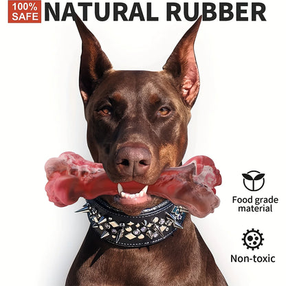Indestructible Dog Chew Toy for Aggressive Chewers - Durable, Non-Toxic Natural Rubber Bone Shape for Teeth Cleaning