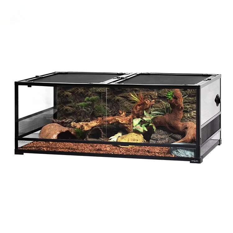 Leopard Gecko Tank Reptile Terrarium Glass Terrariums with Sliding Front Doors