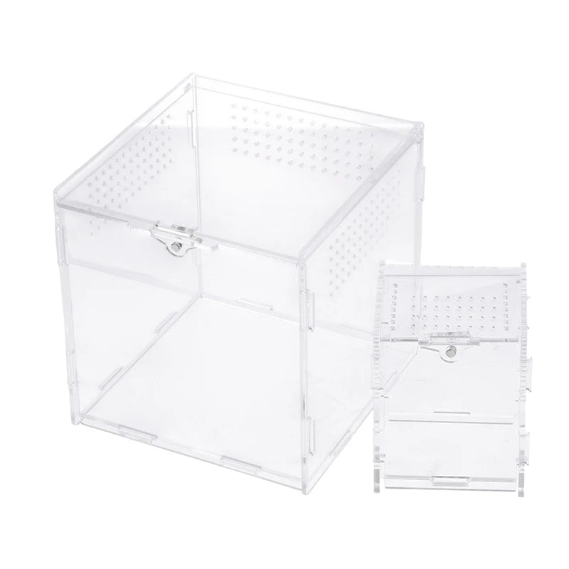 Acrylic Transparent Reptile Breeding Box Terrarium Habitat Insect Spider Lizard Scorpion Feeding Cage Arboreal Enclosure Case