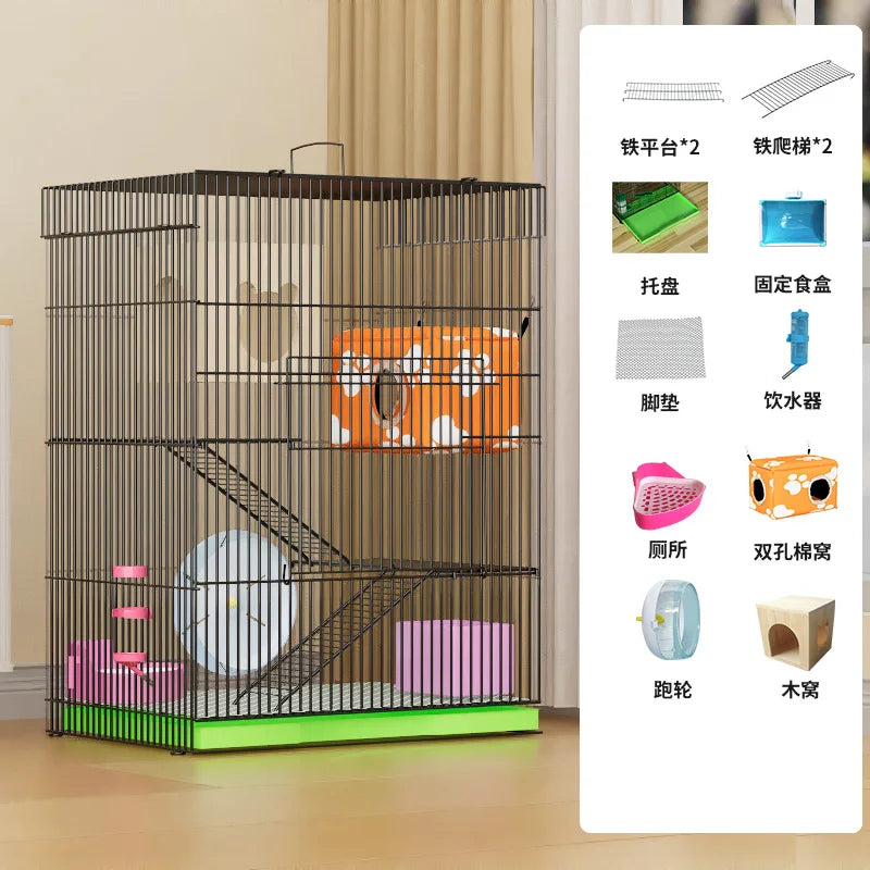 ‌3-Tier Extra Large Small Pet Cage - Sugar Glider Ferret-Proof Habitat, Multi-Level Rat Mansion Villa, Chew-Proof Removable Tray