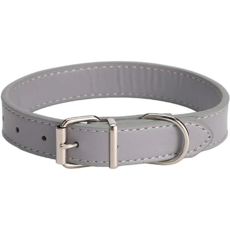 Leather Dog Cat Collar Soft Solid PU Collar For Small Medium Big Dogs Adjustable Puppy Neck Strap Colorful Cute Kitten Necklace