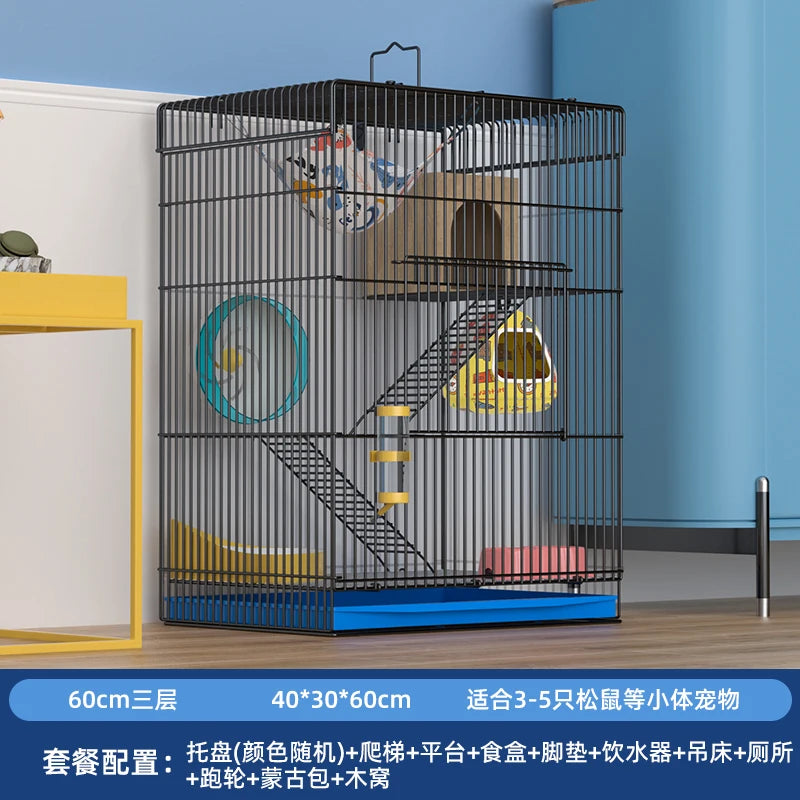 ‌Jumbo Hedgehog Sugar Glider Cage - Reinforced Escape-Proof Habitat, Chew-Resistant Large Base for Rats Hamsters