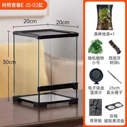 Ecological landscape reptile terrarium with natural decoration,suitable for chameleon,horned frog,and lizard,full habitat set