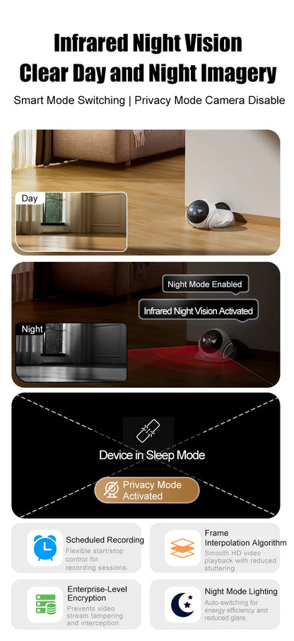 Famue Smart Robot Camera 5G WiFi HD 2K Camera Pet Tracking Laser Indicator TUYA Pet Camera Auto Charging Auto Obstacle Avoidance