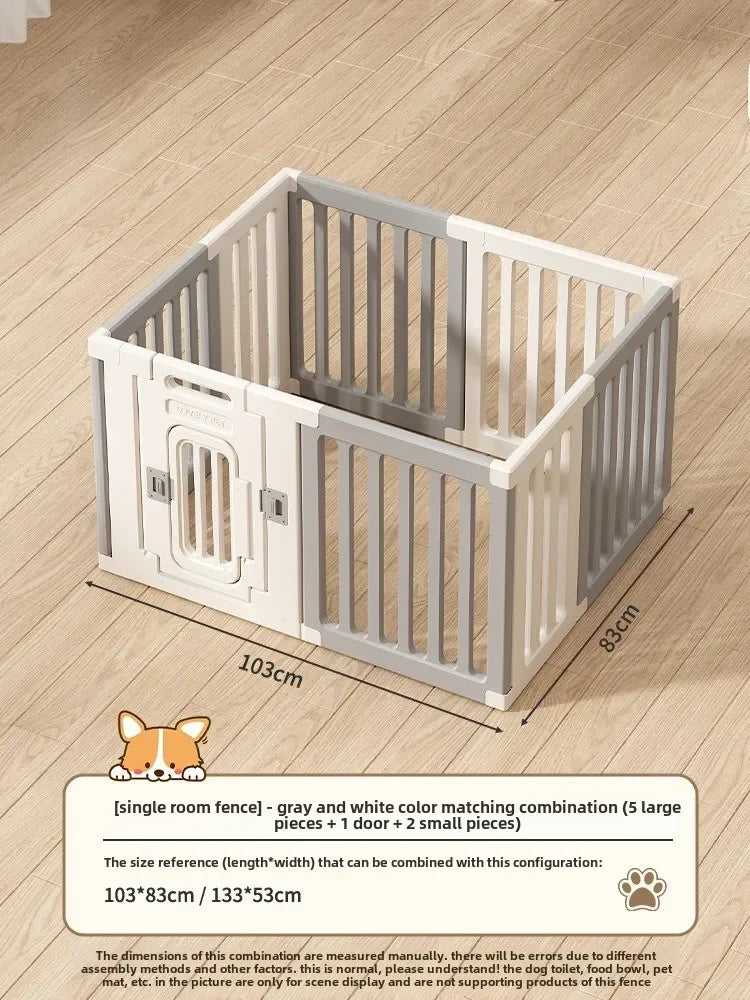 Gray and white color dog fence, foldable pet guardrail combination, small and medium-sized dog cage, indoor isolation fence