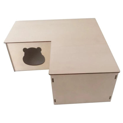 N5KC Hamster Wooden House Multi Chambers Detachable Roof Small Pet Hideout for Dwarf Hamsters Easy to Clean Habitat Decor