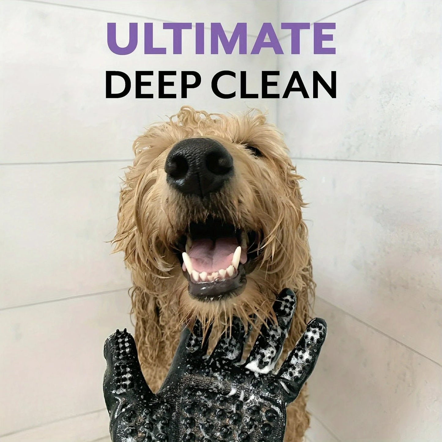 Gentle Pet Grooming Gloves Soft Textured Design for Cats Dogs Horses | Ergonomic Bathing Brushing for Sensitive Short Long Hair