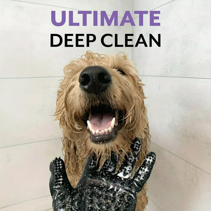 Gentle Pet Grooming Gloves Soft Textured Design for Cats Dogs Horses | Ergonomic Bathing Brushing for Sensitive Short Long Hair