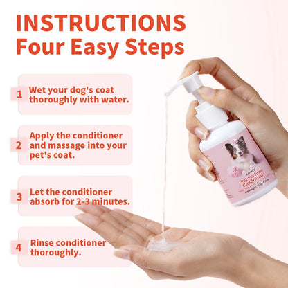 Natural Pet Conditioner Detangling Hydrating Formula For Cats Dogs Leaves Coat Soft Shiny Strong With Long-Lasting Scent
