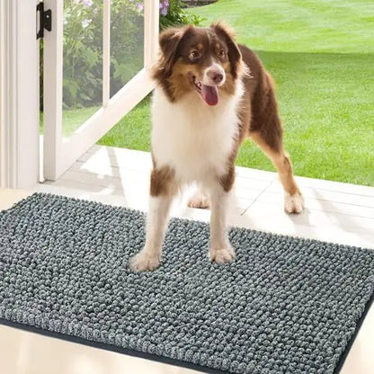 Bedsure Dog Door Mat – Absorbent Chenille Pet Rug, 35"x24" Grey