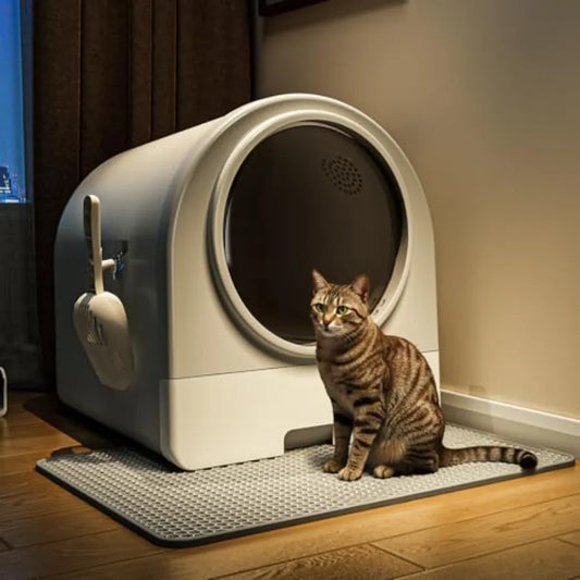Dome Litter Box Drawer Type Large XL Cat Toilet Covered Hidden Dog Proof with Scoop Mat for Odor Control and Less Trackin Gray