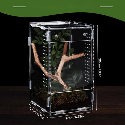 Acrylic Spider Habitat Container Portable Small Animals Insect Frog Climbing Pet Container Feeding Box Small Animals Cages