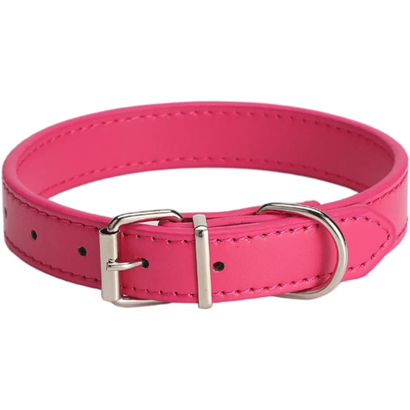 Leather Dog Cat Collar Soft Solid PU Collar For Small Medium Big Dogs Adjustable Puppy Neck Strap Colorful Cute Kitten Necklace